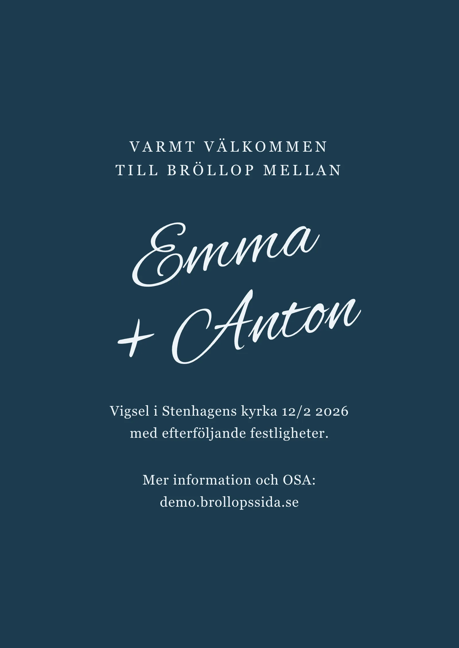 Inbjudningskort bröllop - Elegant blå