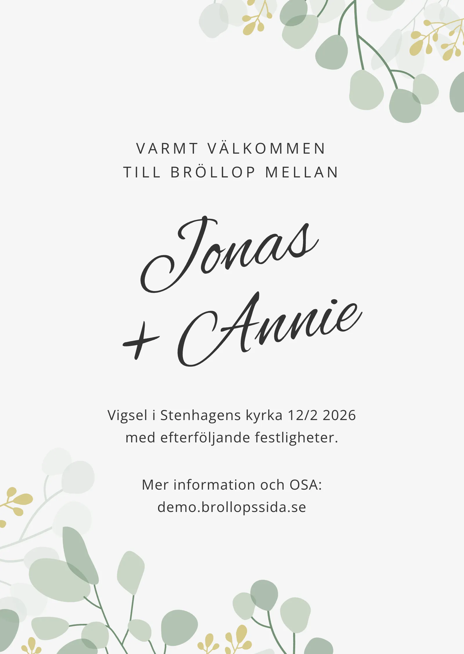 Inbjudningskort bröllop - Meadow