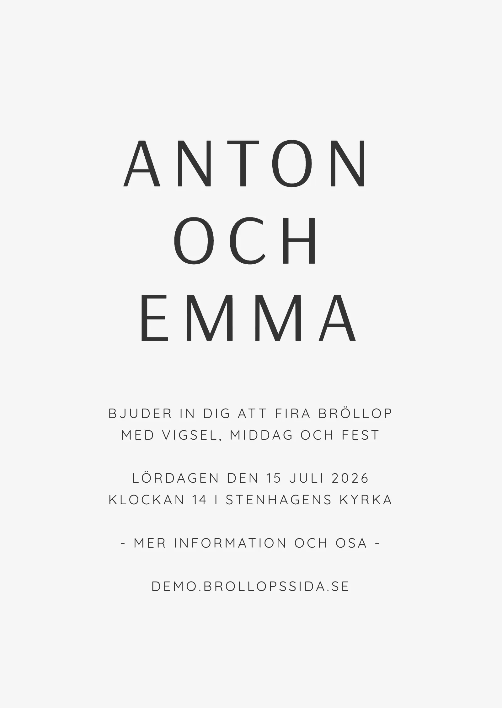 Inbjudningskort bröllop - Stilren och modern