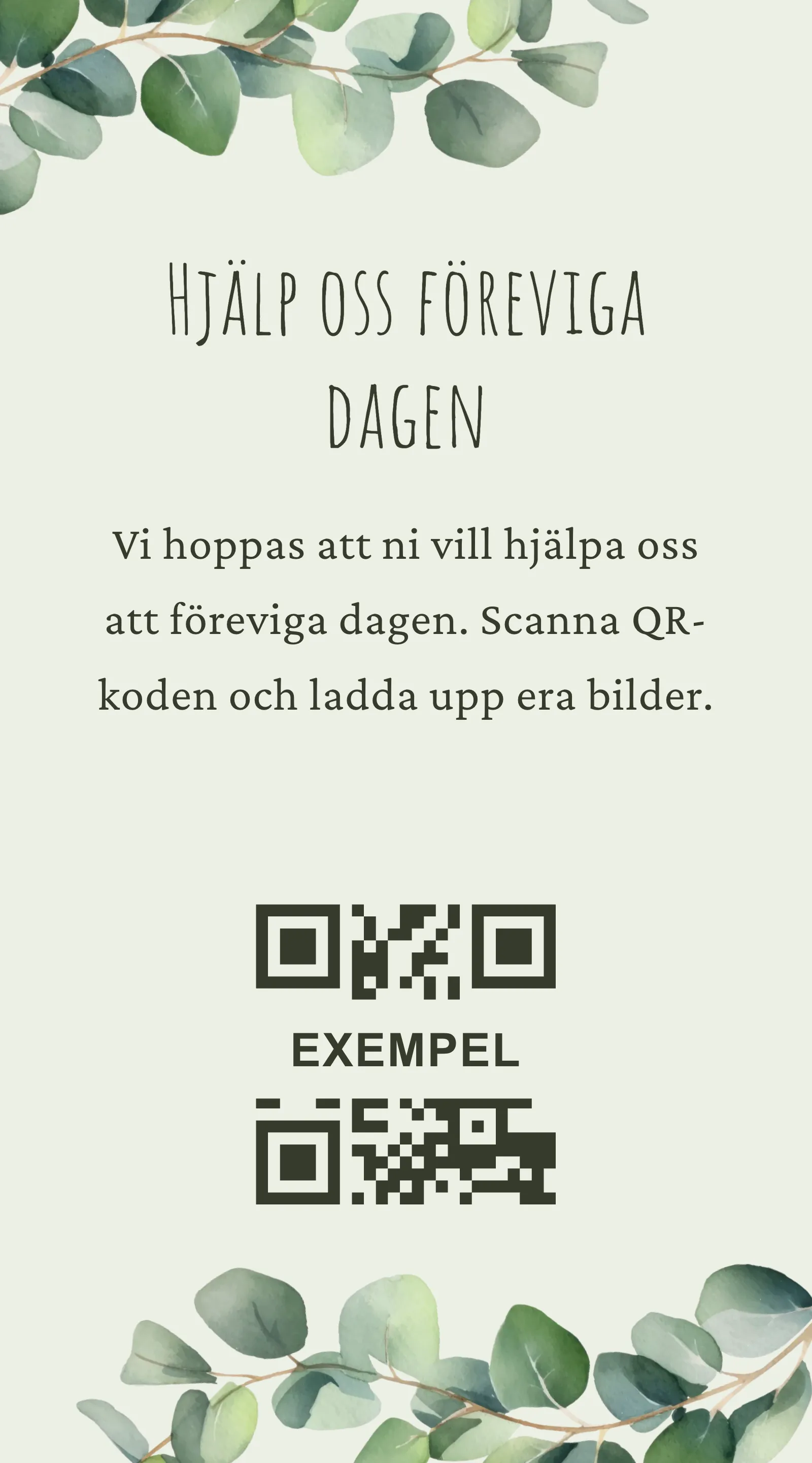 QR-kort för gästbilder - Eucalyptus