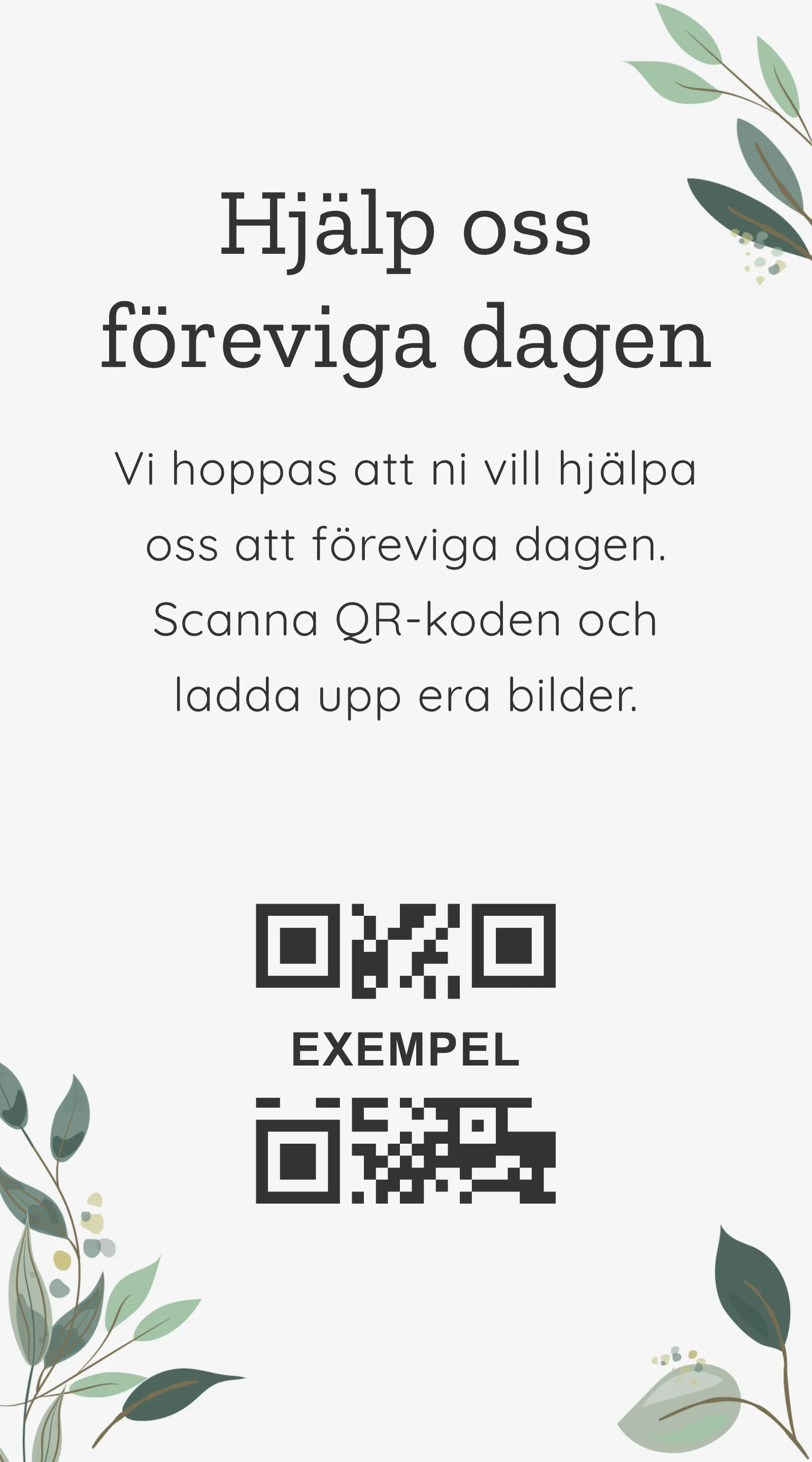 QR-kort för gästbilder - Gröna blad
