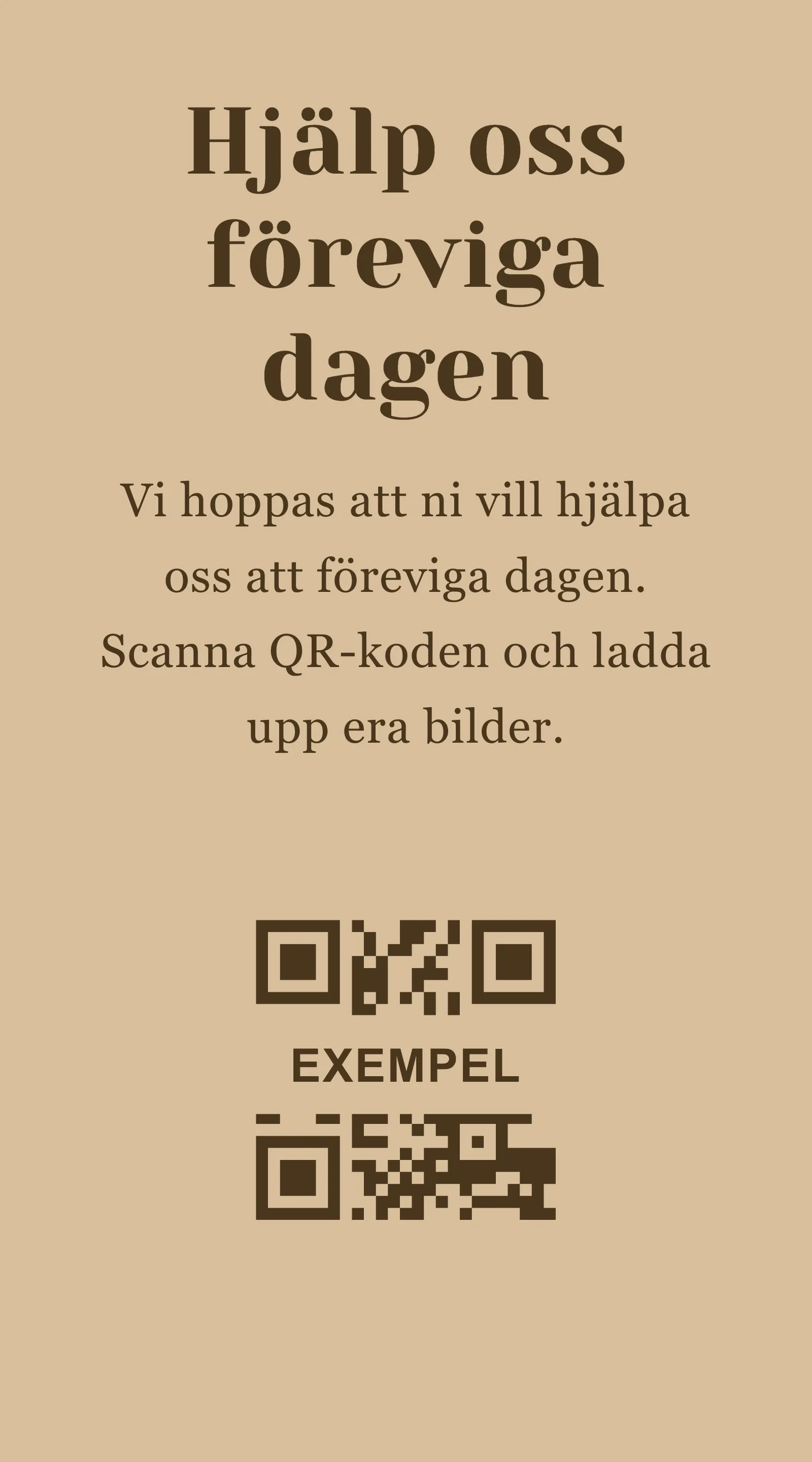 QR-kort för gästbilder - Stilrent, brunt och modernt