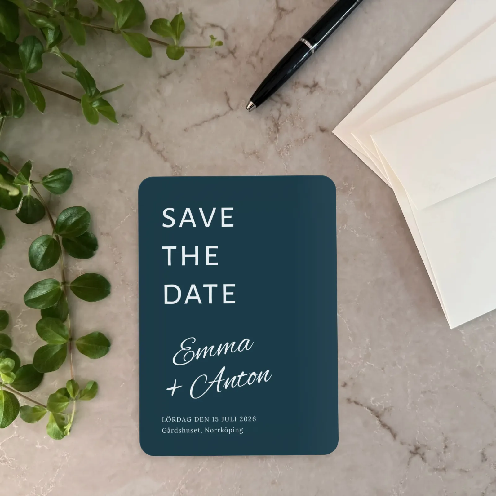 Save the date-kort - Elegant men festligt