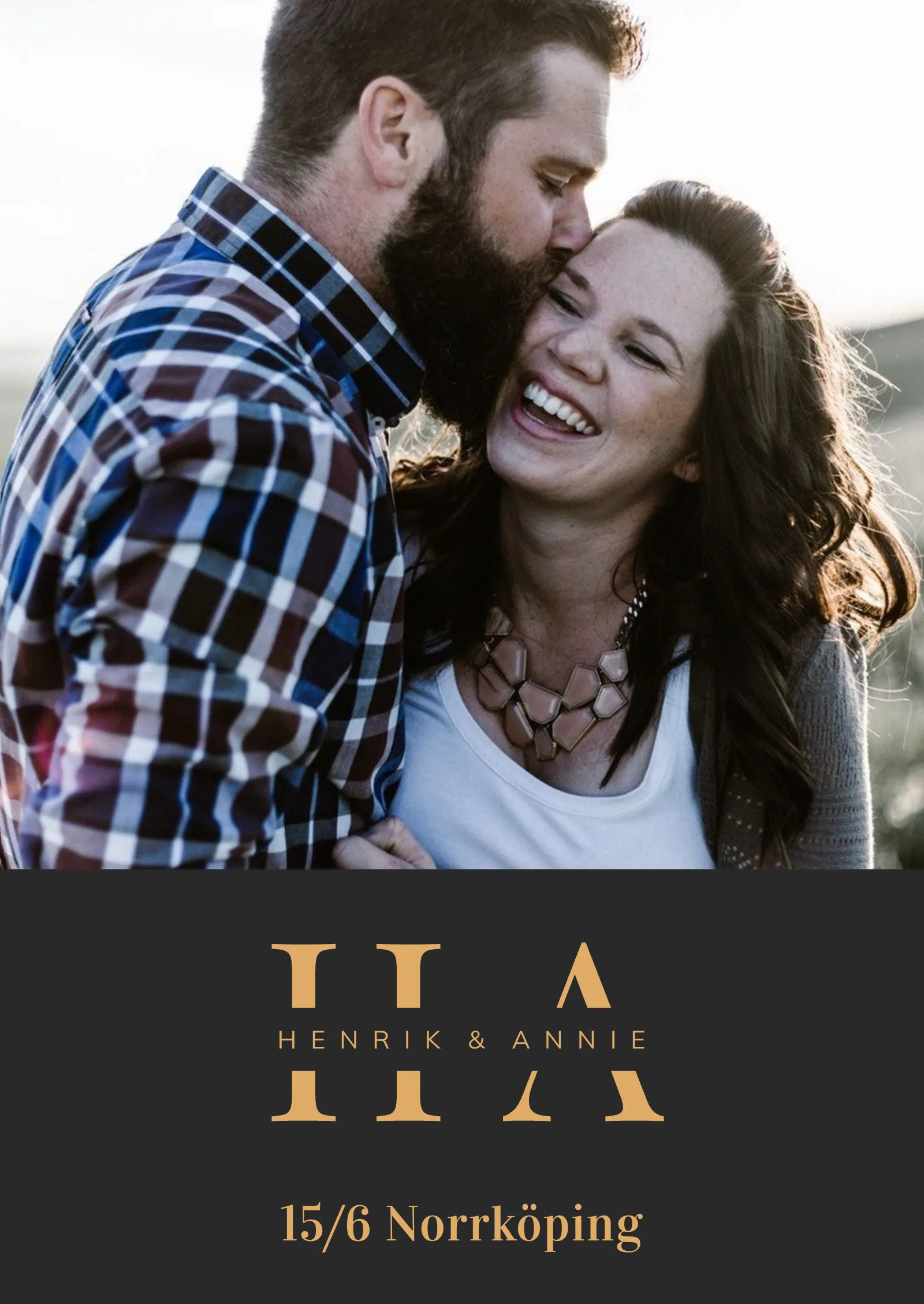 Save the date-kort - Foto, emblem och gröna blad
