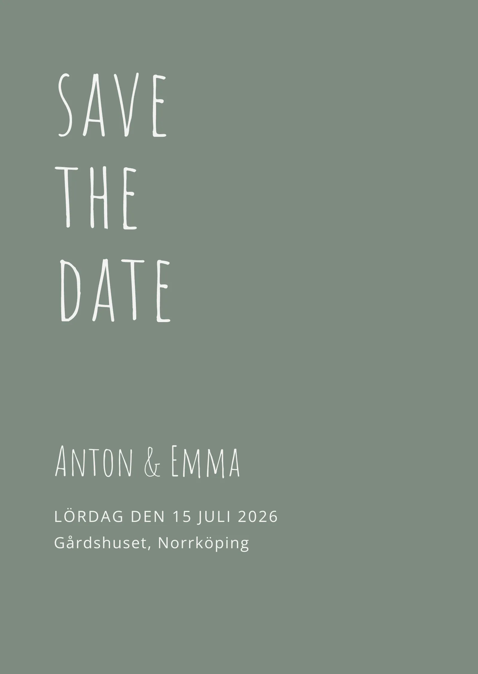 Save the date-kort - Modernt och grönt 