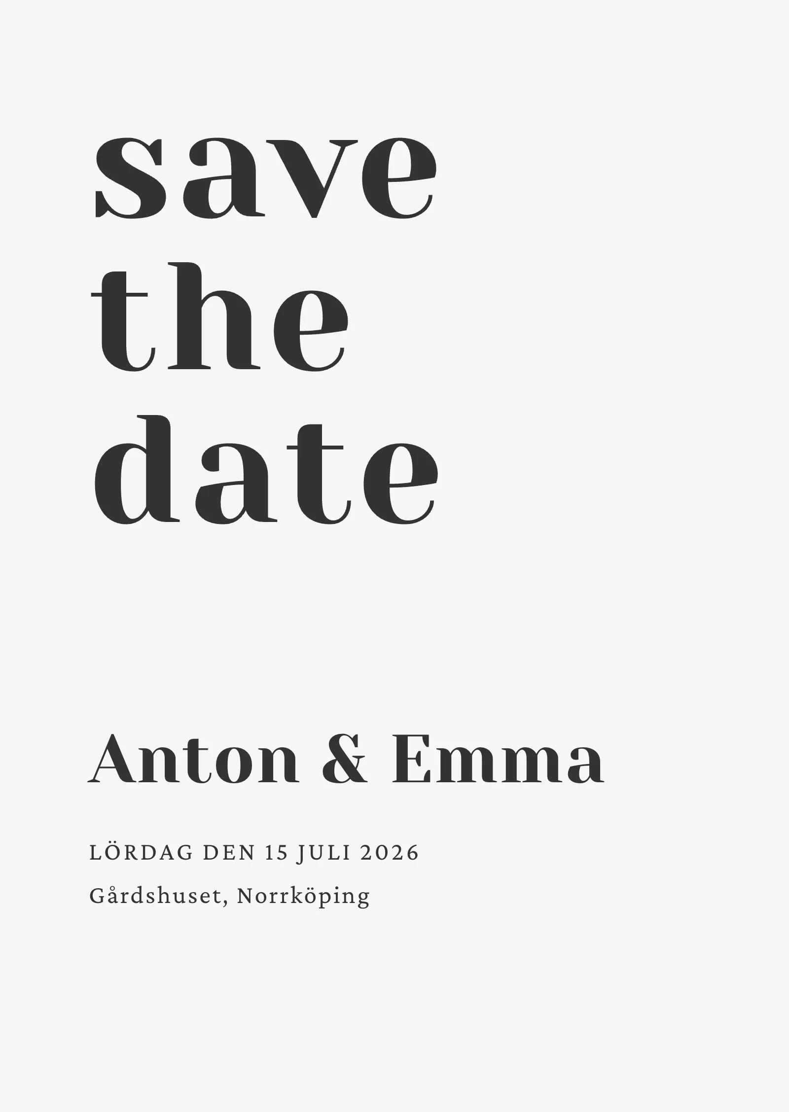 Save the date-kort - Modernt och stilrent