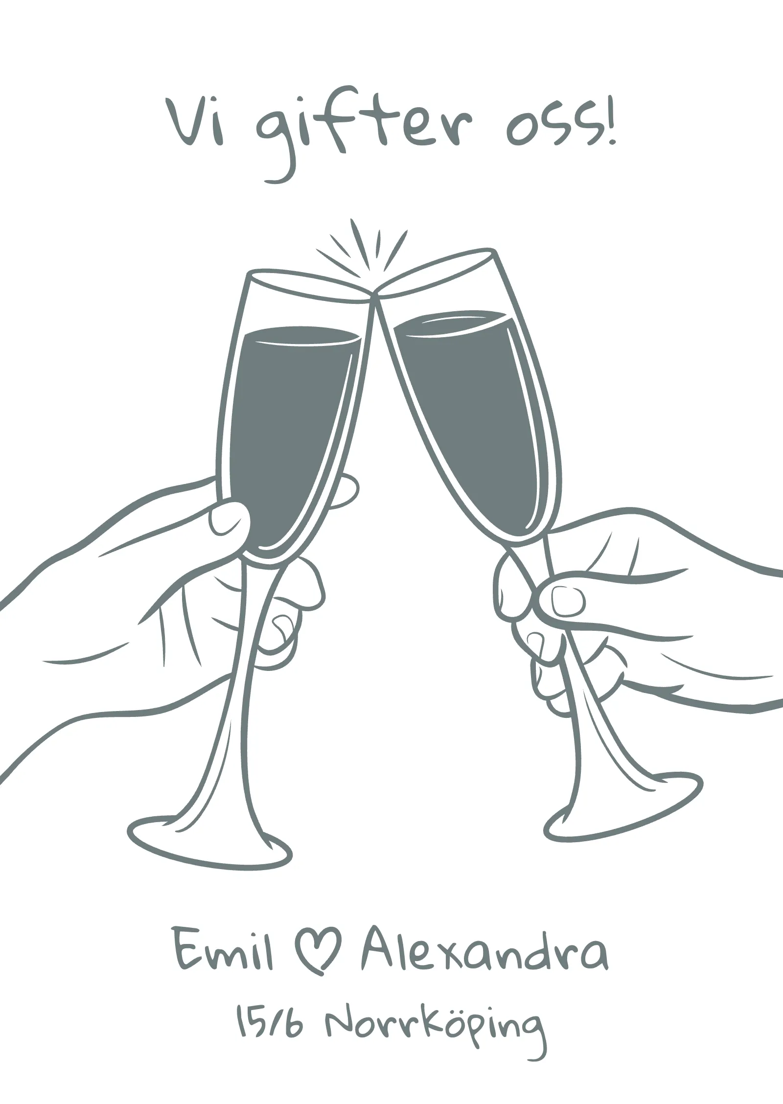 Save the date-kort - Skålande champagneglas