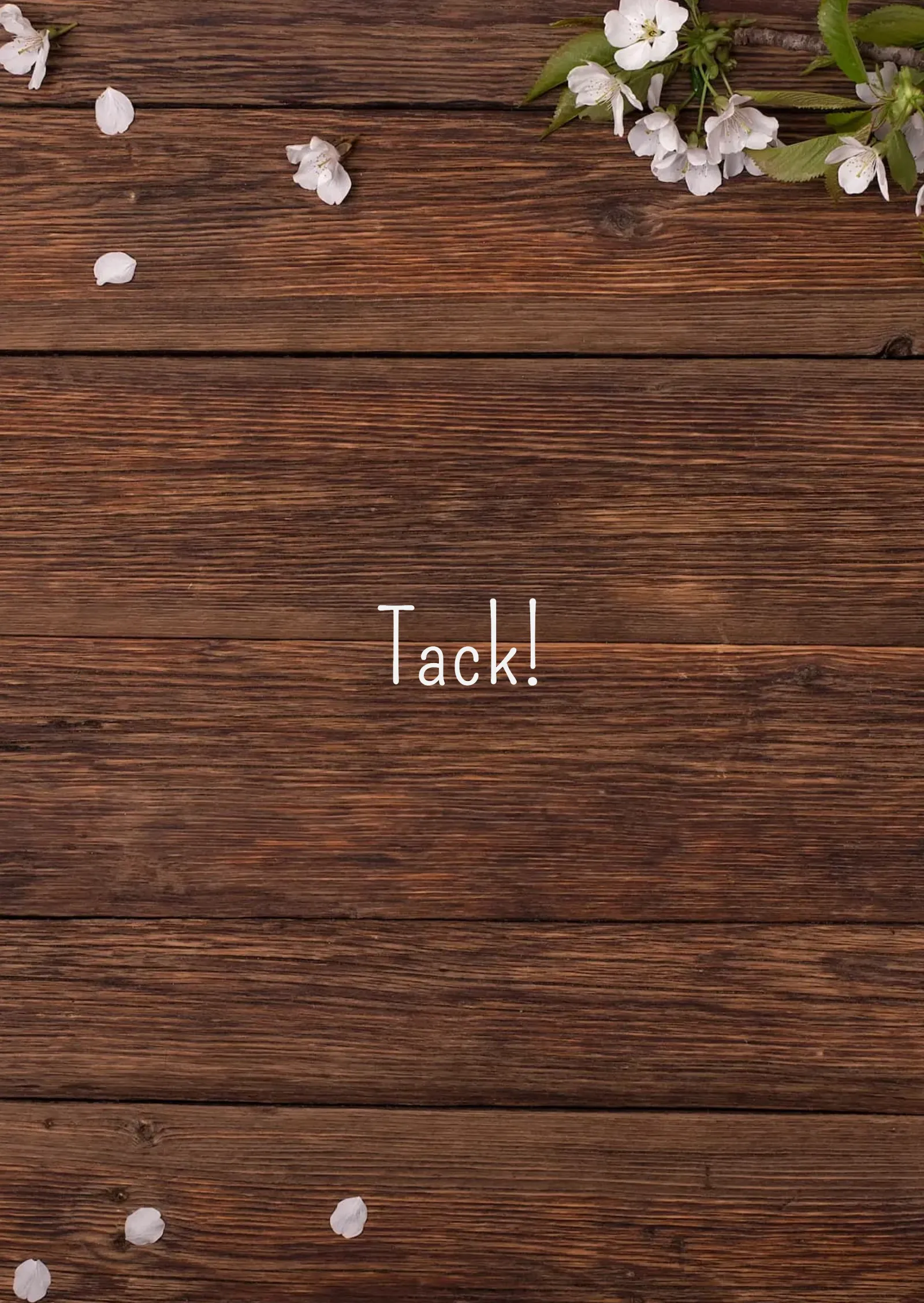 Tackkort bröllop - Lantligt med trä