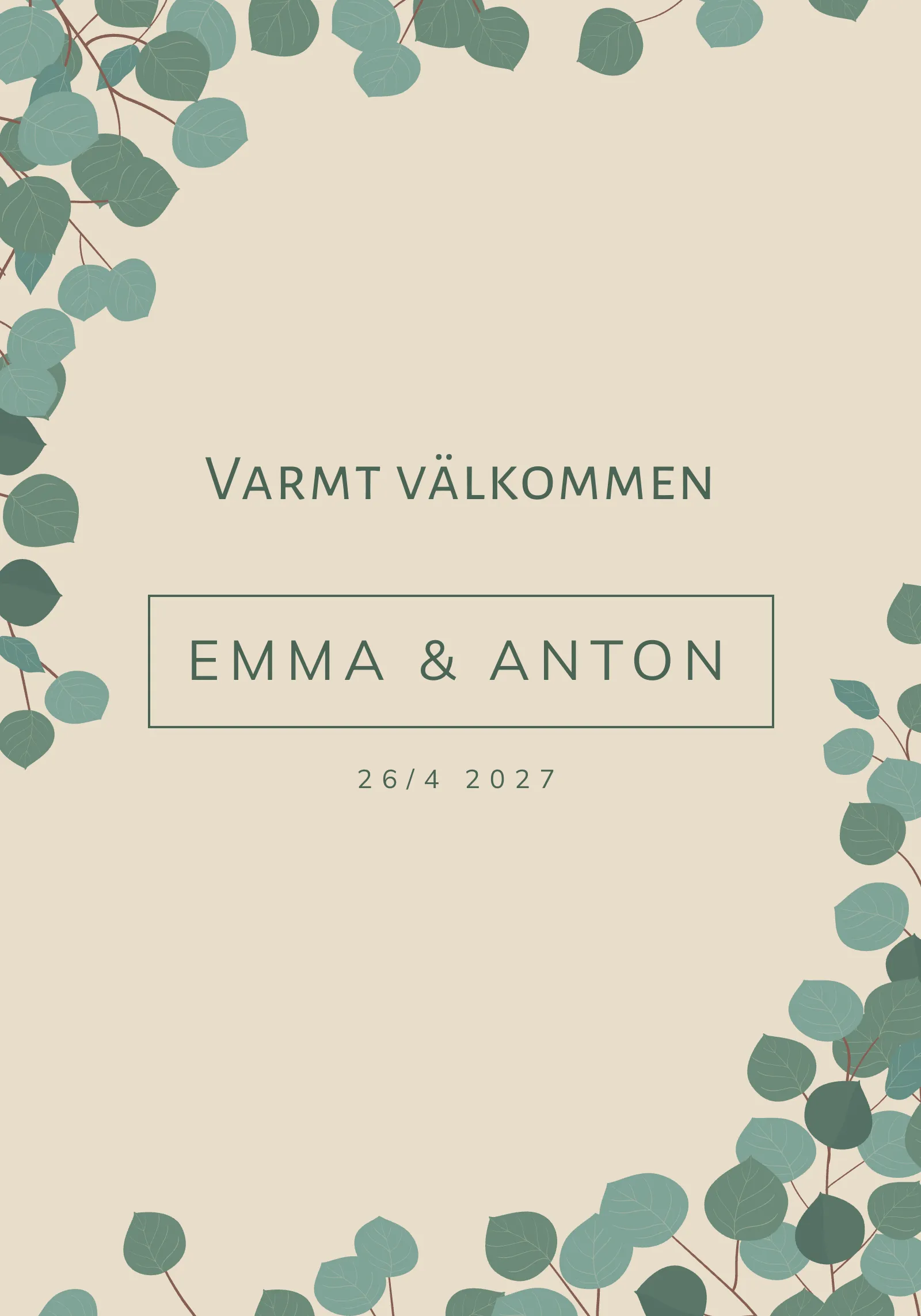 Välkomstskylt till bröllop - Grove