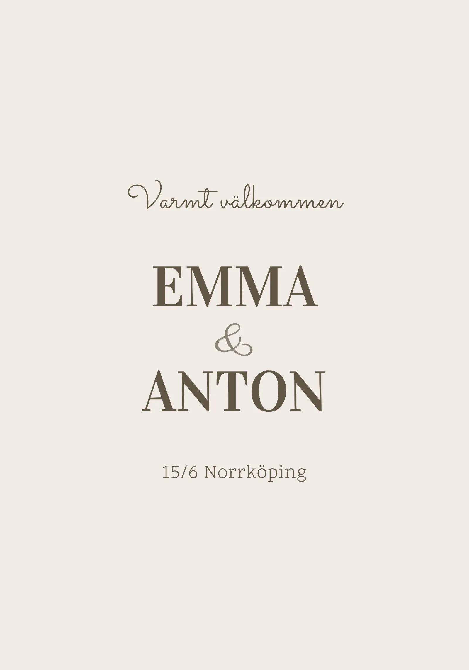 Välkomstskylt till bröllop - Linen