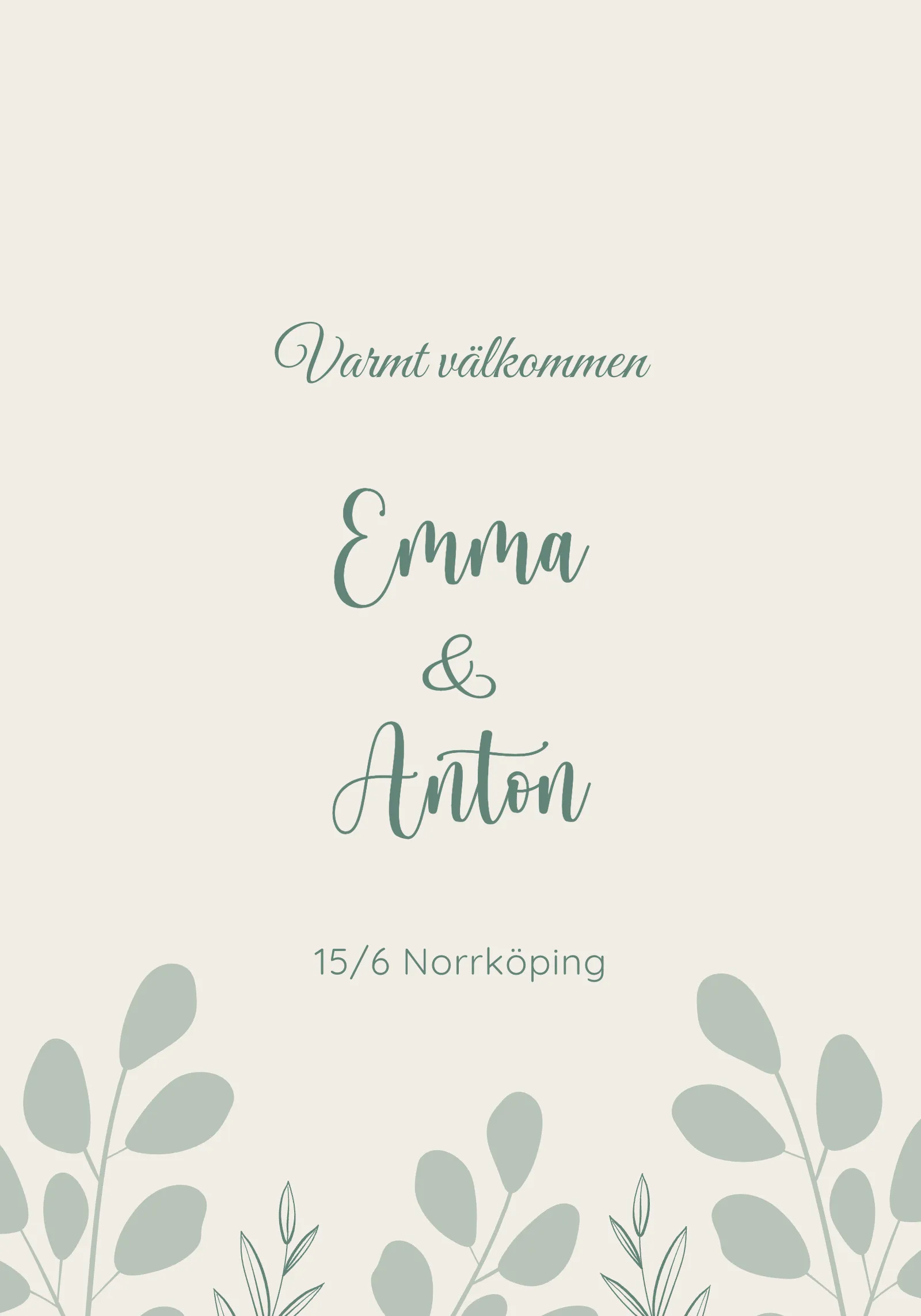 Välkomstskylt till bröllop - Serene