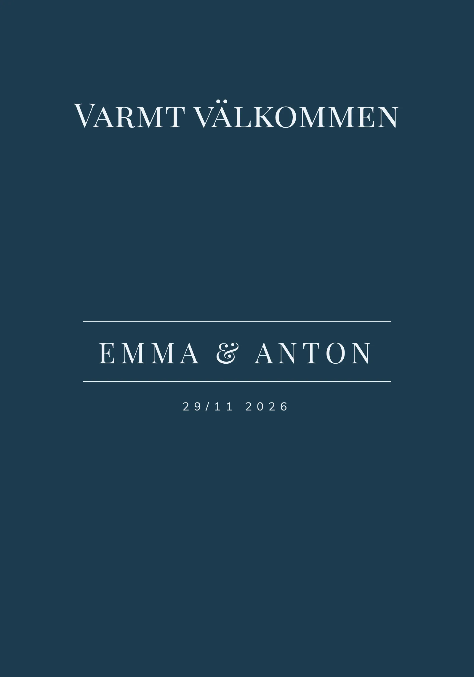 Välkomstskylt till bröllop - Stilren marinblå skylt