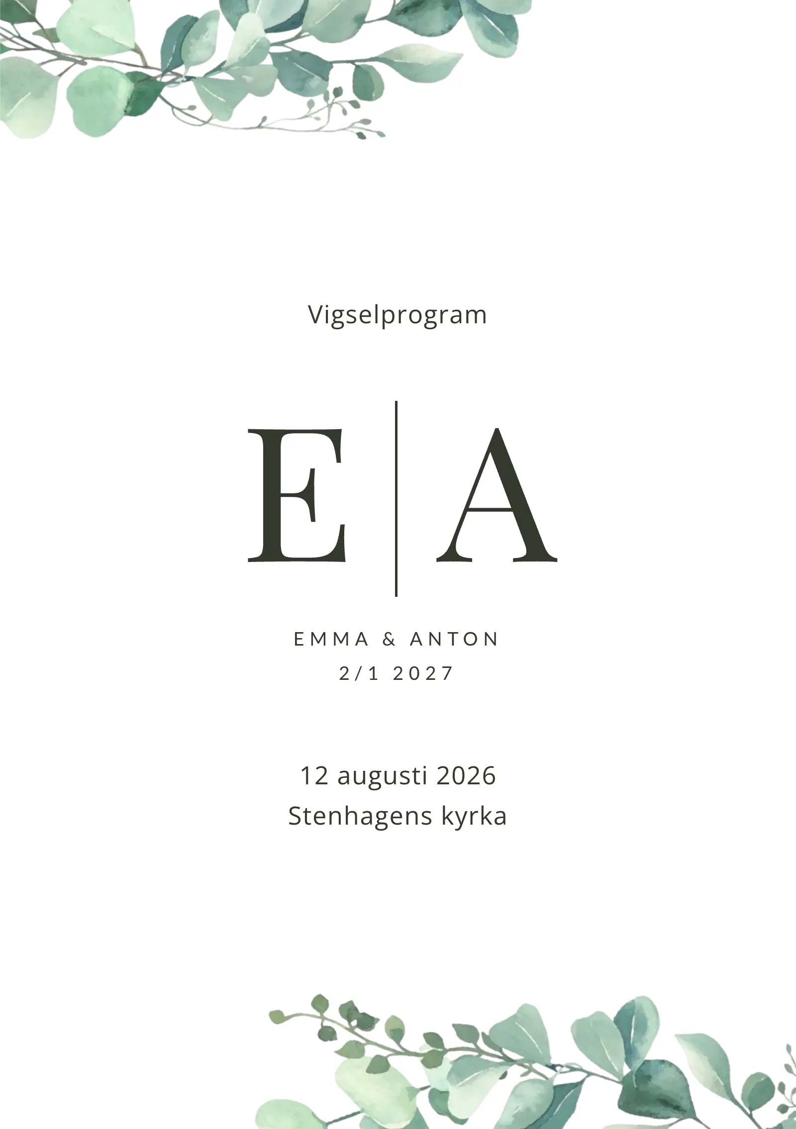 Vigselprogram till bröllop - Flora